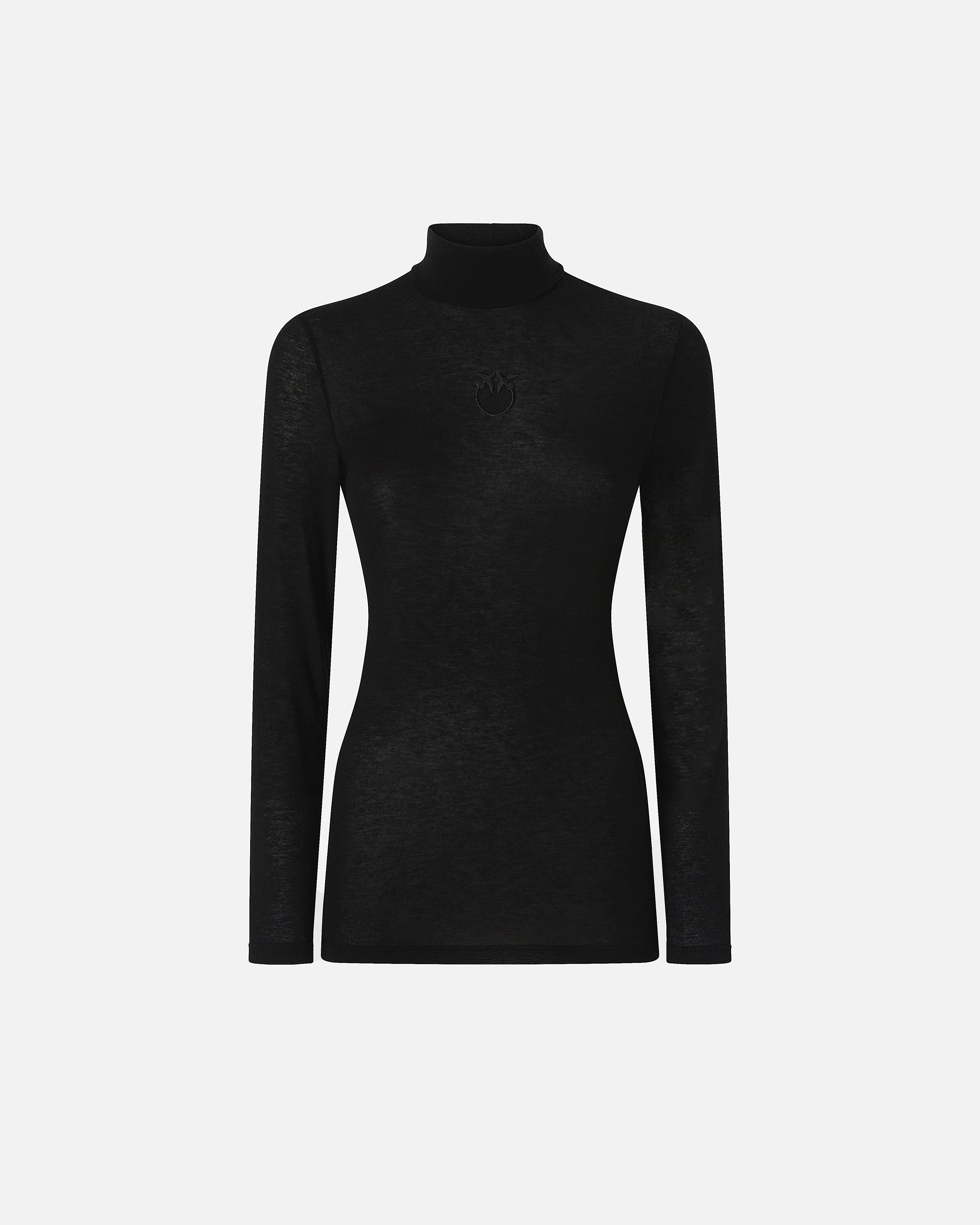  Maglia dolcevita in jersey leggero misto cachemire con ricamo    