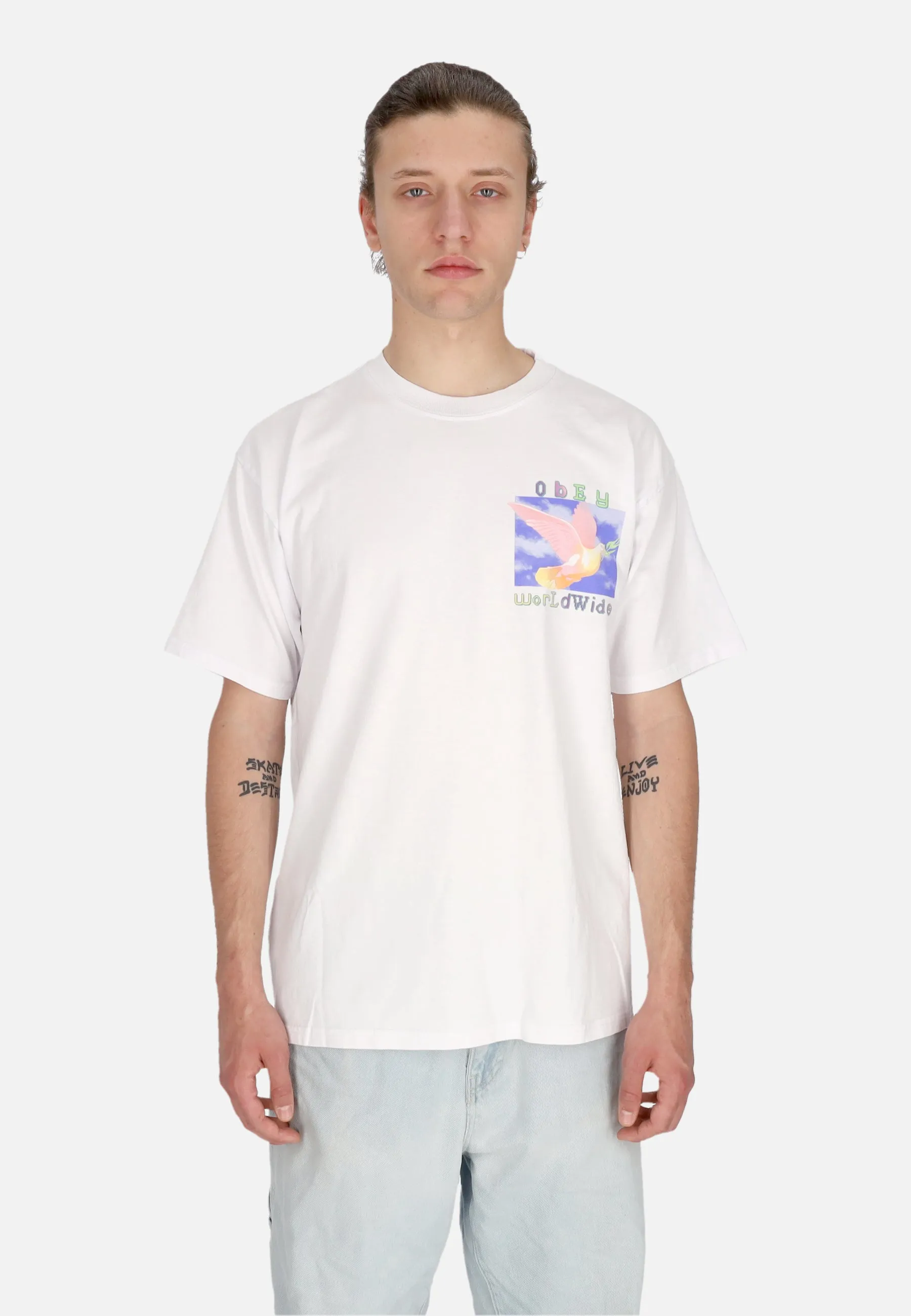 Maglietta Uomo Dove Of Peace Heavy Weight Classic Tee White