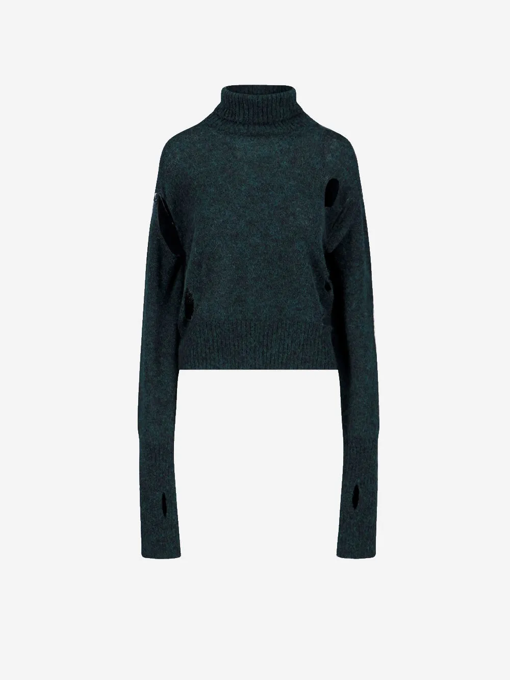 Maglione distressed a collo alto