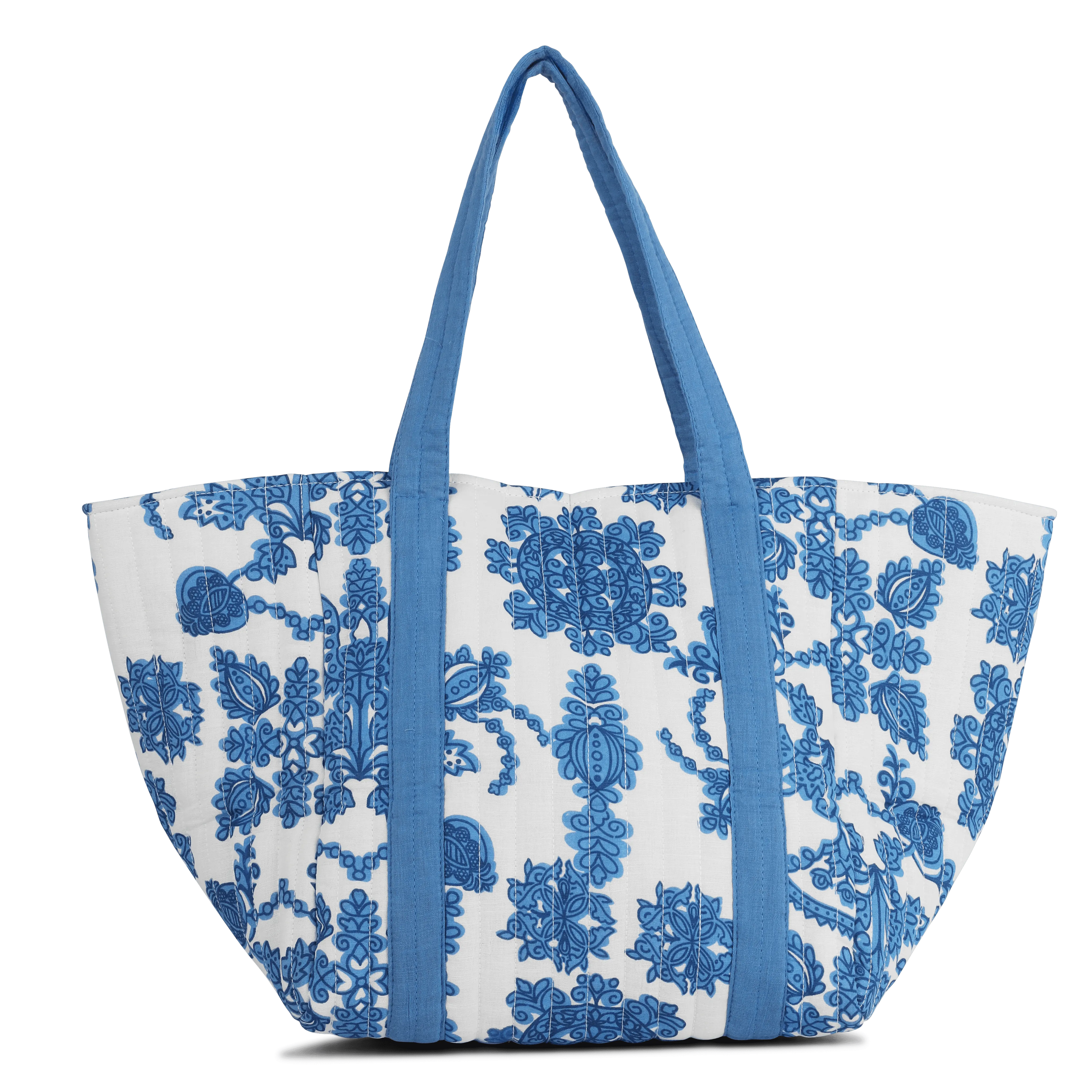  MAISON 123   GAEL - Tote bag trapuntata in cotone | Blu