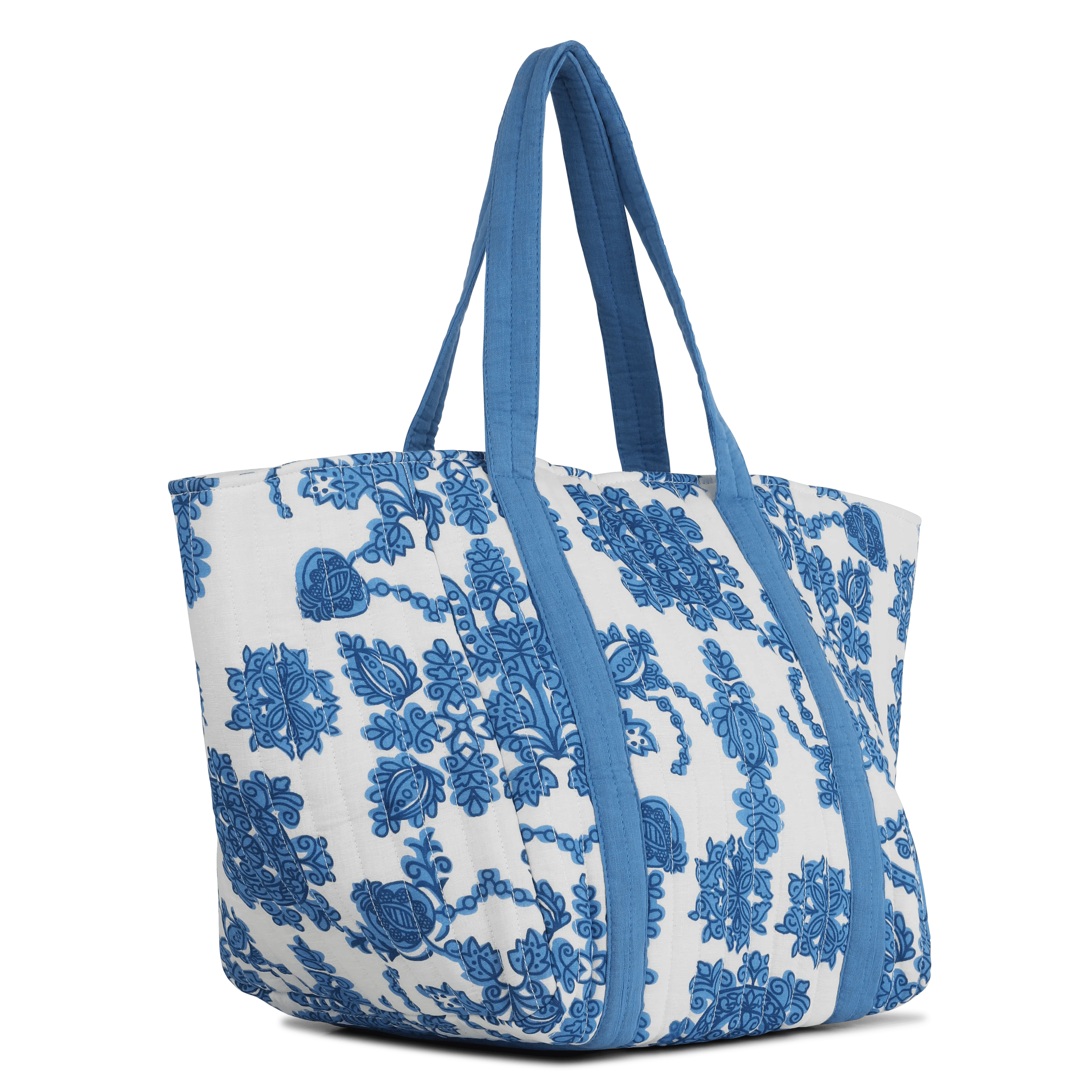  MAISON 123   GAEL - Tote bag trapuntata in cotone | Blu