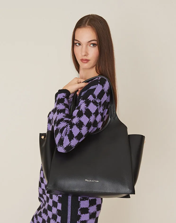 Manila Grace Faux Leather Bag / Black