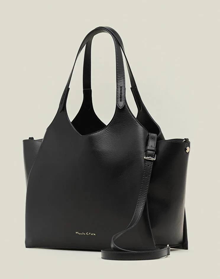 Manila Grace Faux Leather Bag / Black