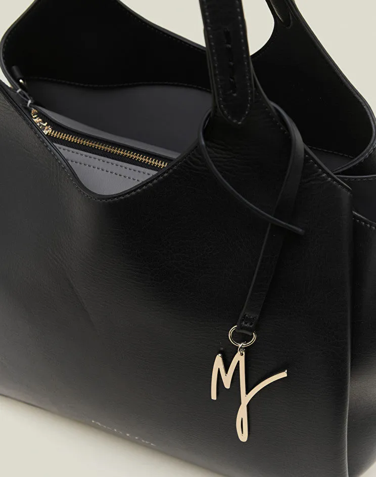 Manila Grace Faux Leather Bag / Black