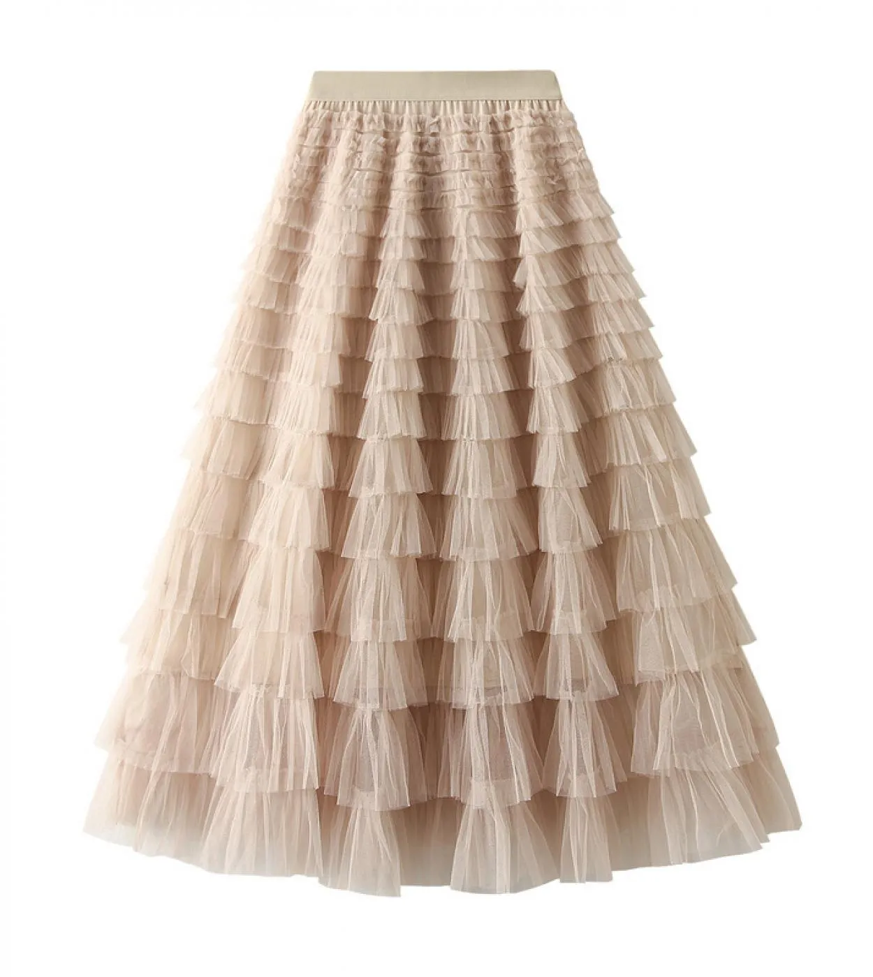 Moukyun Fashion Tutu Gonna in Tulle Donna Primavera Estate Nero Rosa Vita alta Eleganti gonne lunghe a pieghe Faldas femminili