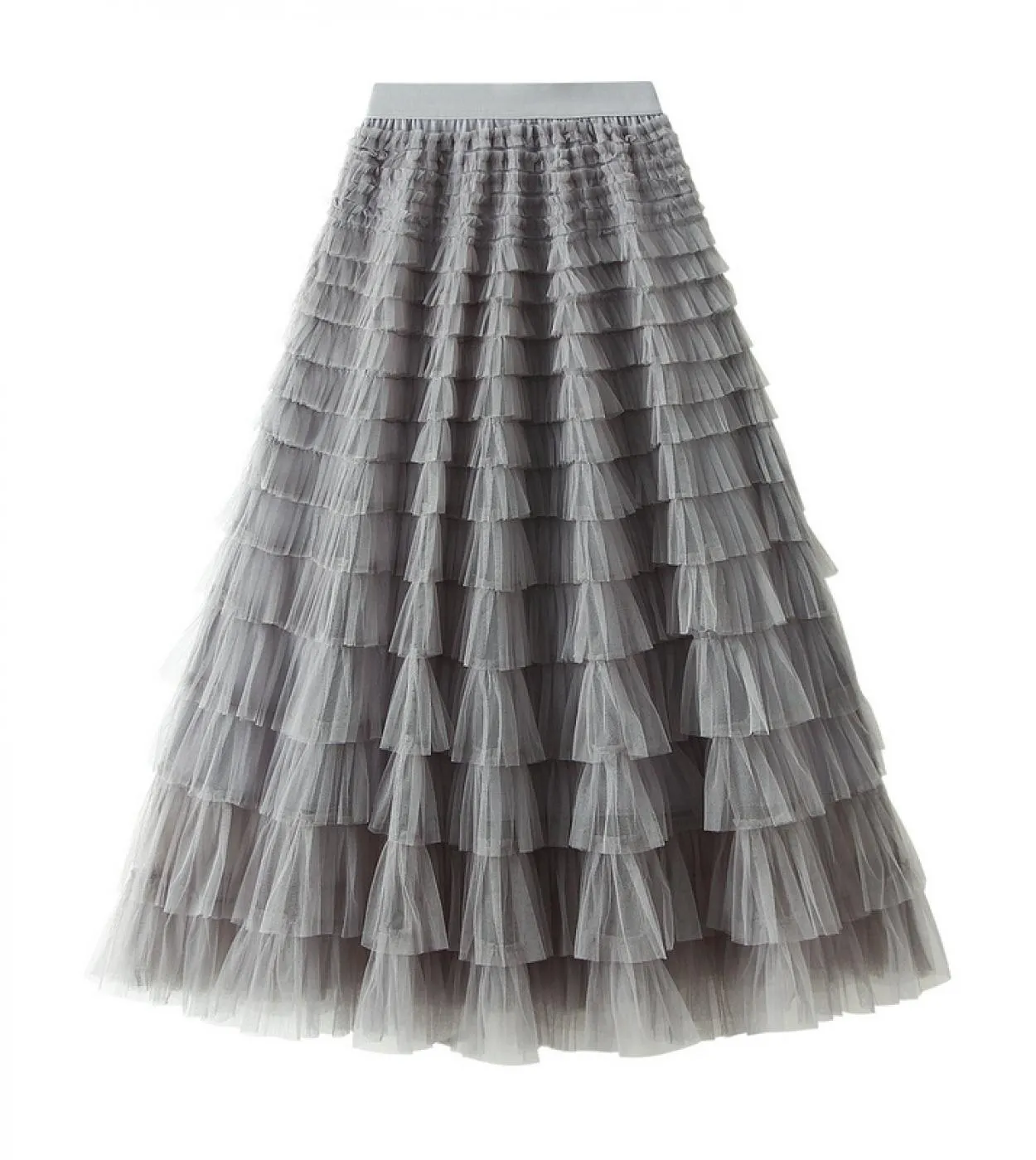 Moukyun Fashion Tutu Gonna in Tulle Donna Primavera Estate Nero Rosa Vita alta Eleganti gonne lunghe a pieghe Faldas femminili