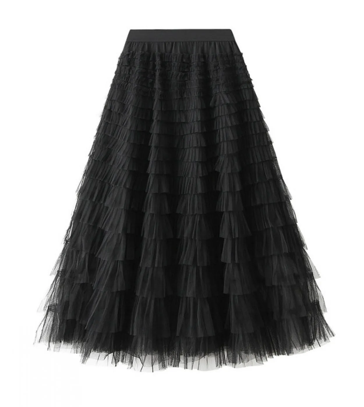 Moukyun Fashion Tutu Gonna in Tulle Donna Primavera Estate Nero Rosa Vita alta Eleganti gonne lunghe a pieghe Faldas femminili