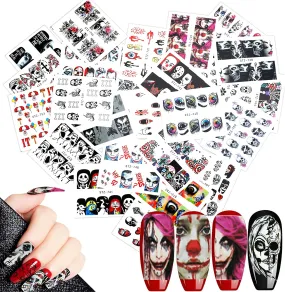 Mwoot 25 fogli Halloween Nail Decals Adesivi Unghie, Misto-colore 3D Design punta autoadesivi Nail Art Stickers adesivi Nail Tip