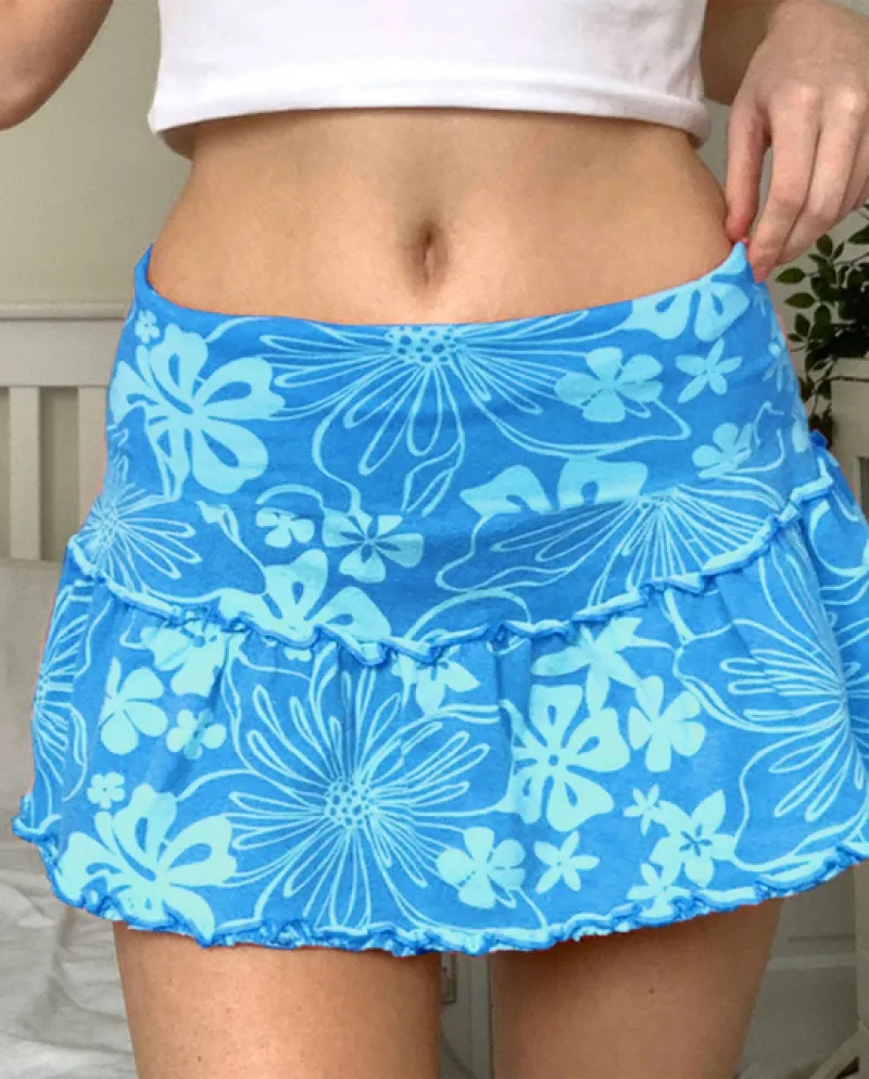 Nuova minigonna floreale  da donna con gonne a pieghe a vita alta