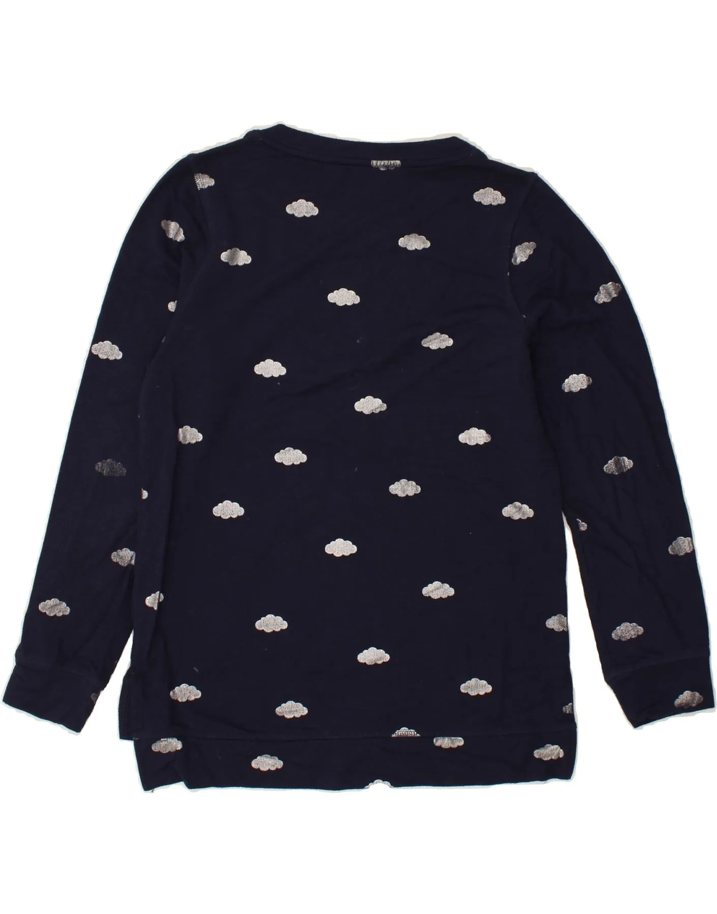 OASIS Womens Abstract Pattern Top Long Sleeve UK 6 XS Navy Blue Viscose