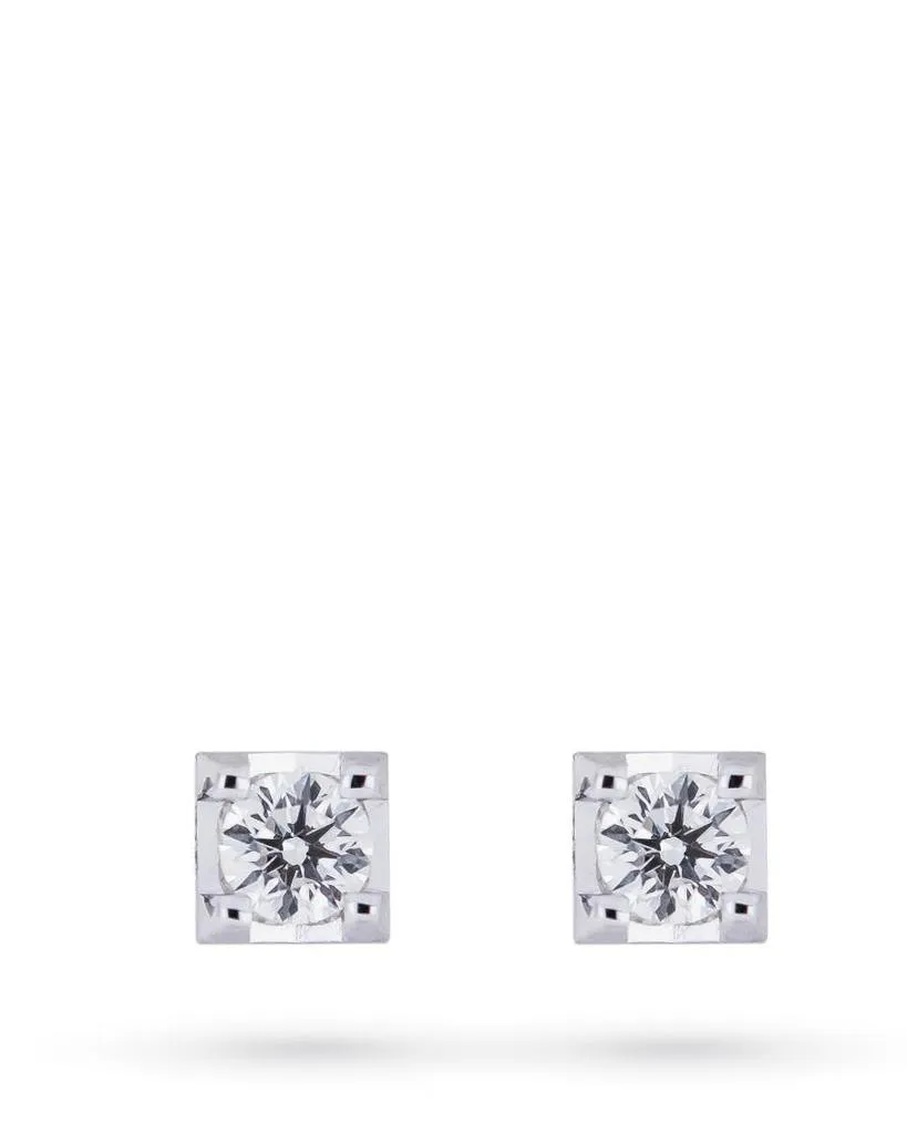 Orecchini oro bianco diamante solitario 4 griff 0,17ct Mirco Visconti