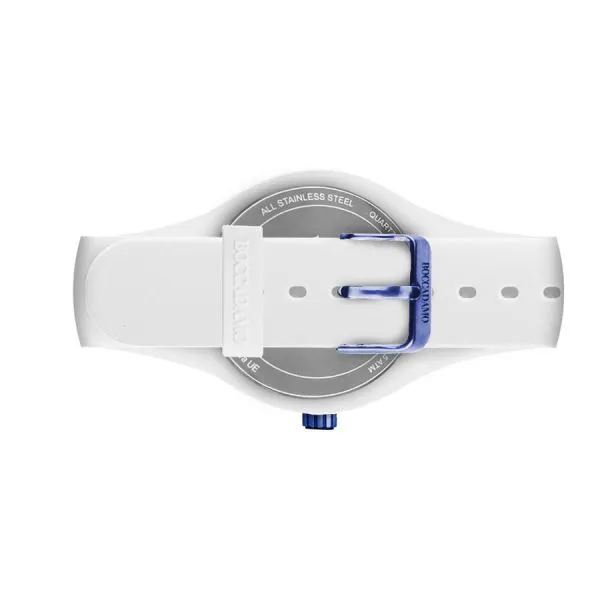 Orologio in silicono bianco con ghiera blu    