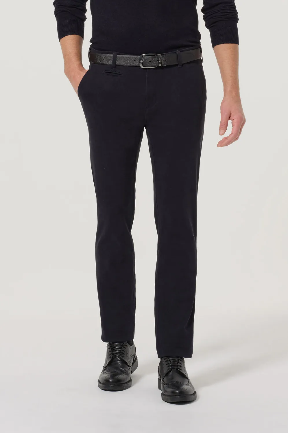 Pantaloni Chino Gabardina Slim Fit Blu