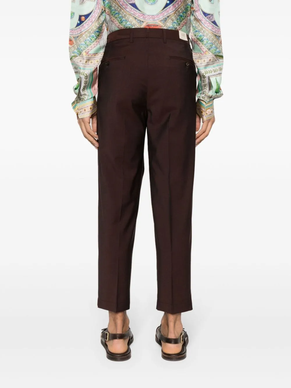 Pantaloni con pieghe in marrone - uomo