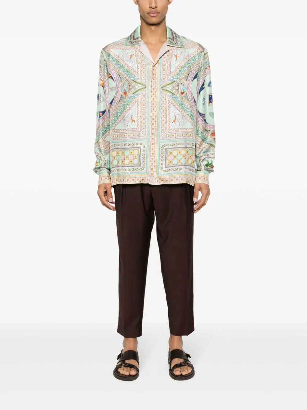 Pantaloni con pieghe in marrone - uomo