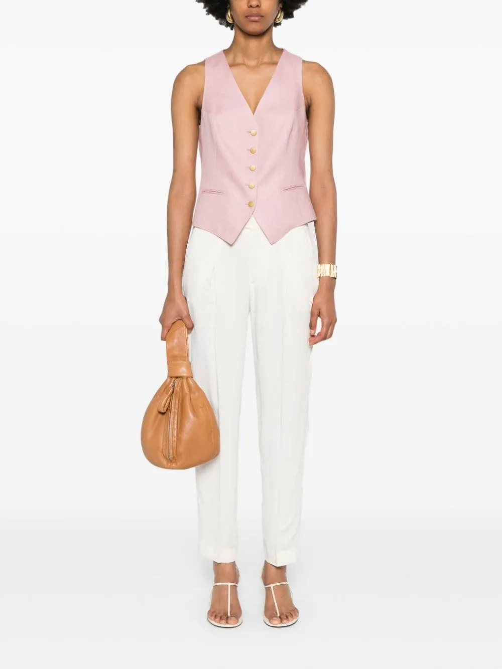 Pantaloni crop con pieghe in bianco - donna