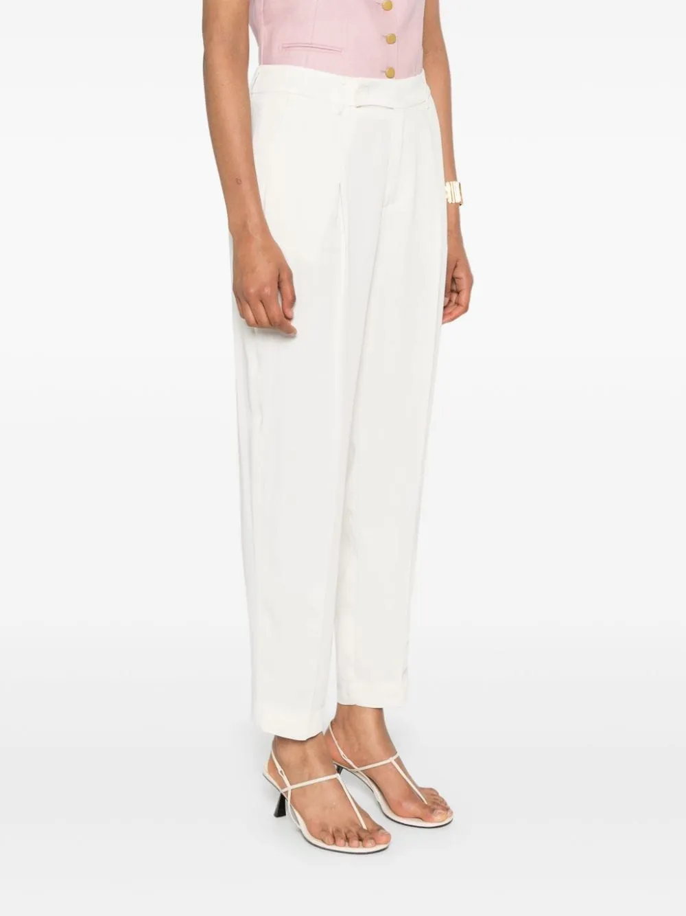 Pantaloni crop con pieghe in bianco - donna
