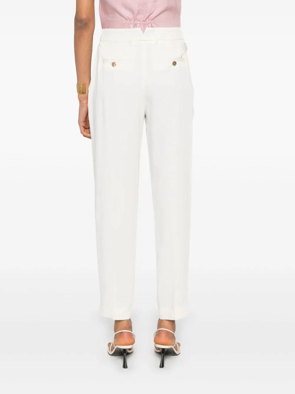 Pantaloni crop con pieghe in bianco - donna