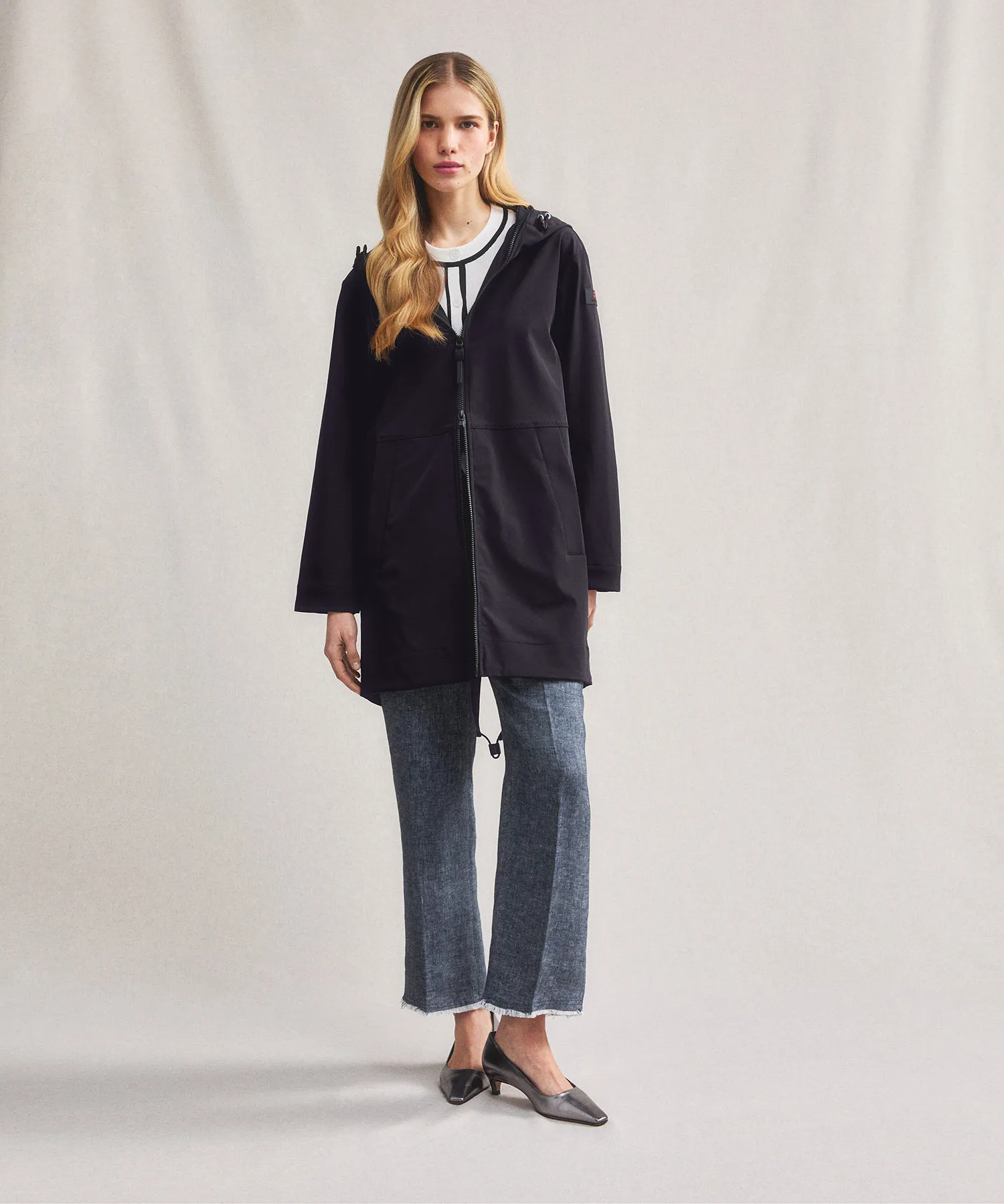 Parka fishtail in nylon stretch