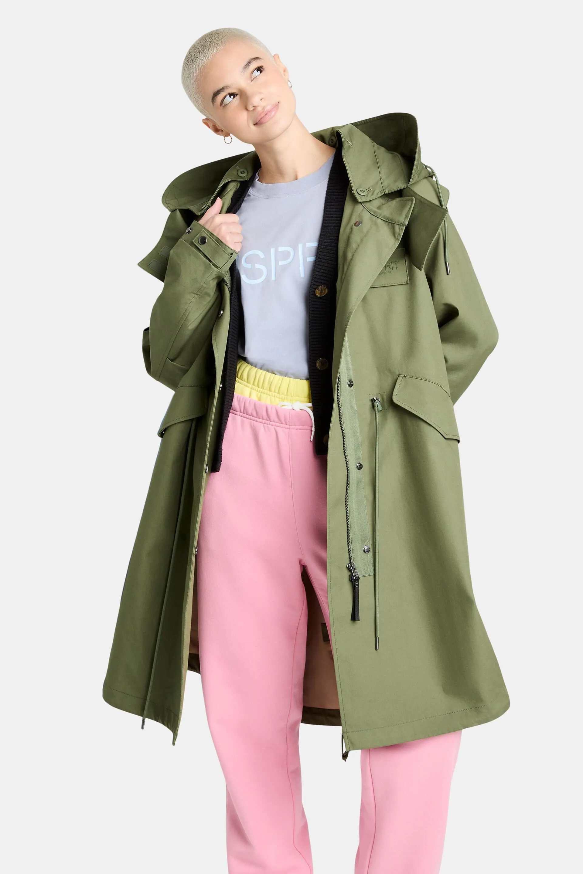 Parka rivestito in cotone con cappuccio