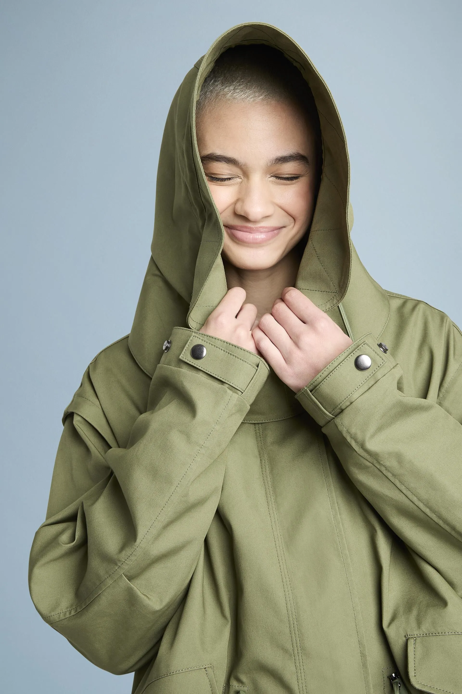 Parka rivestito in cotone con cappuccio