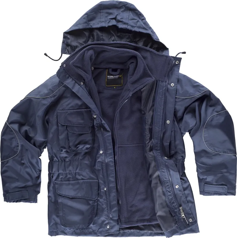 Parka staccabile con fodera in pile e profili riflettenti in blu
