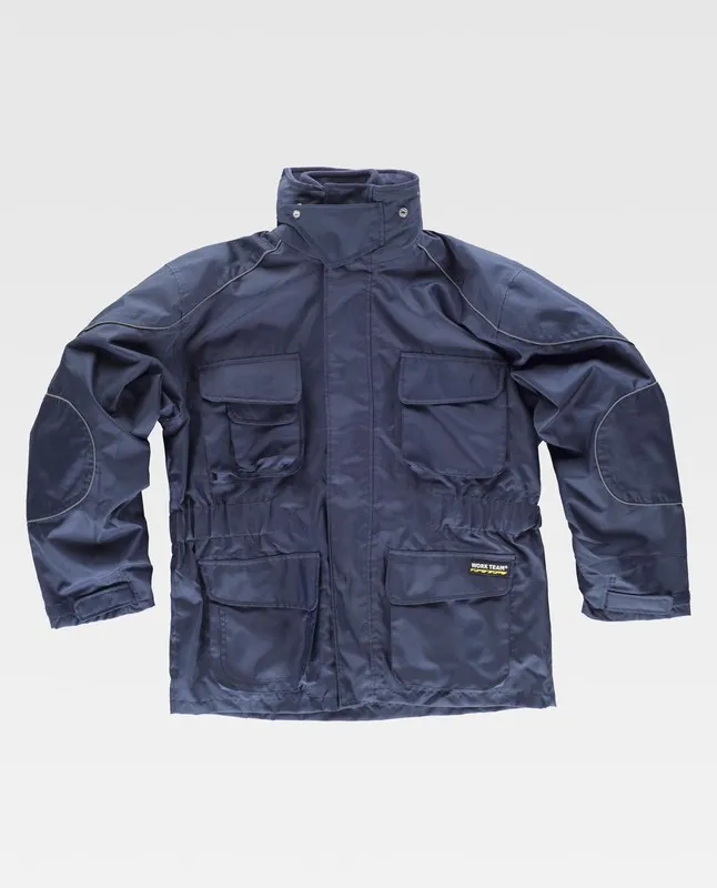 Parka staccabile con fodera in pile e profili riflettenti in blu