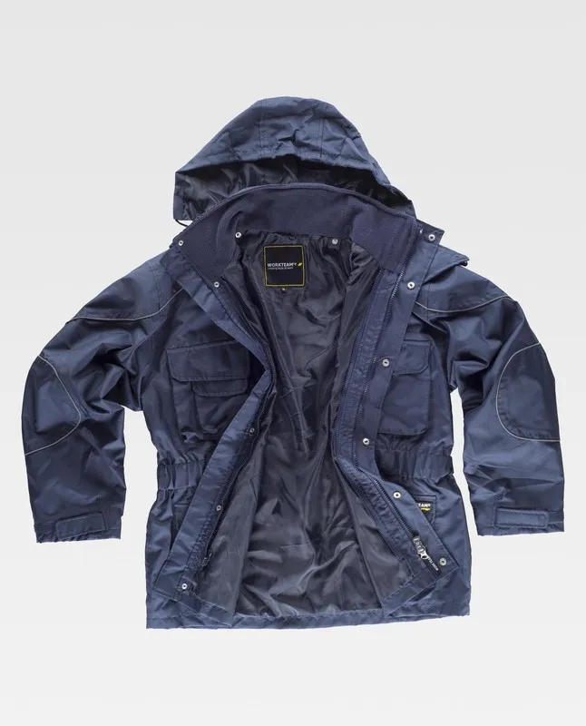 Parka staccabile con fodera in pile e profili riflettenti in blu