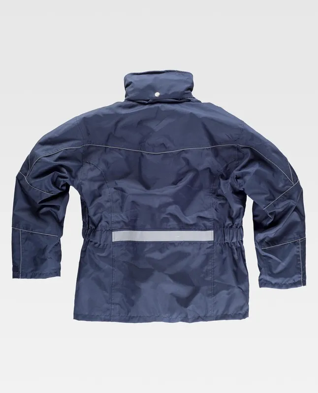 Parka staccabile con fodera in pile e profili riflettenti in blu