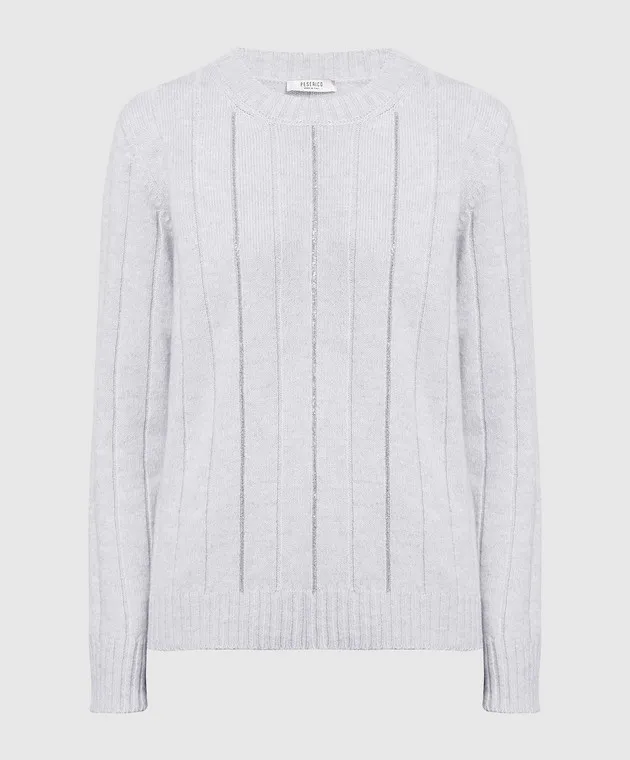 Peserico Maglia grigia in lana, seta e cashmere con coulisse S99487F079018V