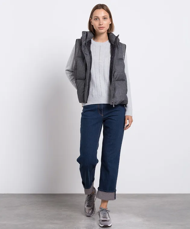 Peserico Maglia grigia in lana, seta e cashmere con coulisse S99487F079018V