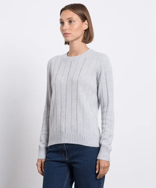 Peserico Maglia grigia in lana, seta e cashmere con coulisse S99487F079018V
