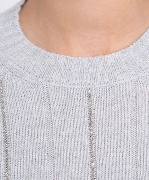 Peserico Maglia grigia in lana, seta e cashmere con coulisse S99487F079018V