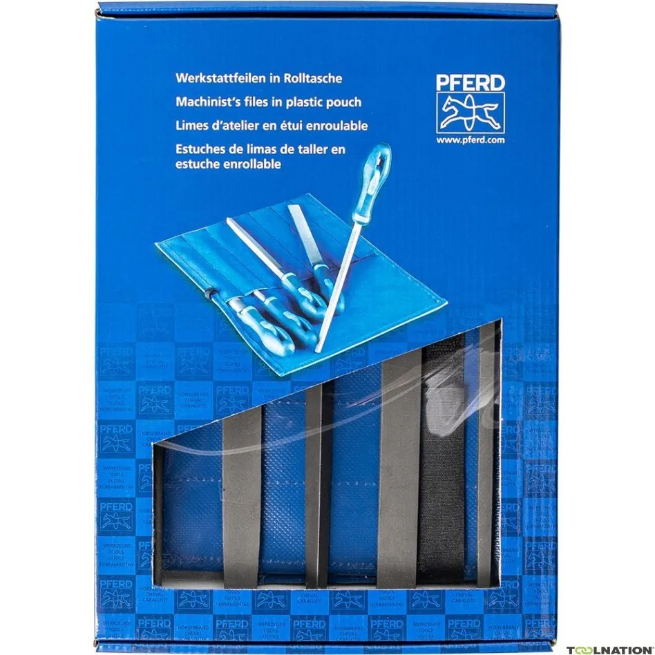 Pferd 11801533 Set di lime da officina WRU da 5 pezzi in valigetta a rotolo 200 mm cap 3 per lavorazioni fini e di finitura