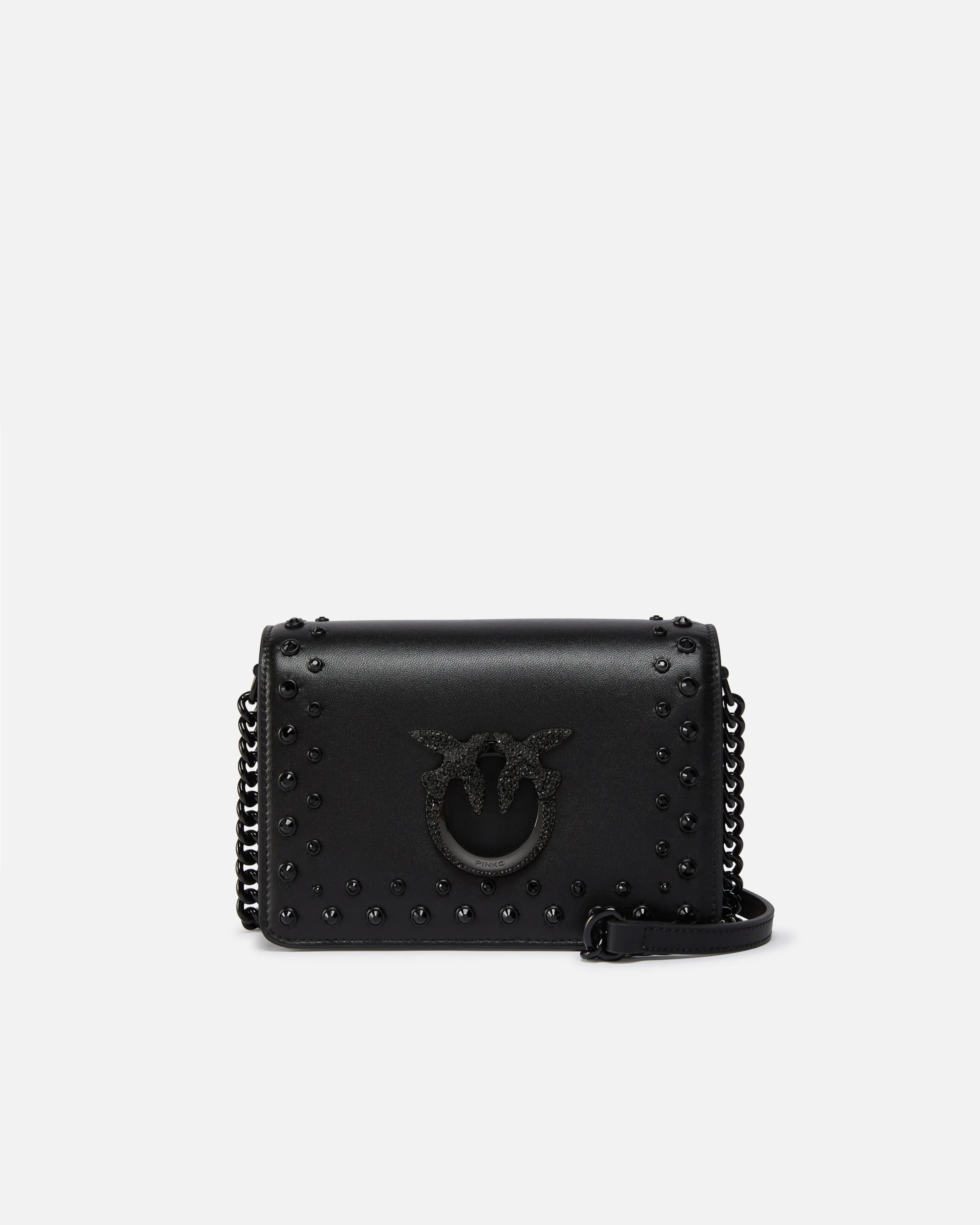  Piccola borsa a tracolla laminata Love Bag con strass    