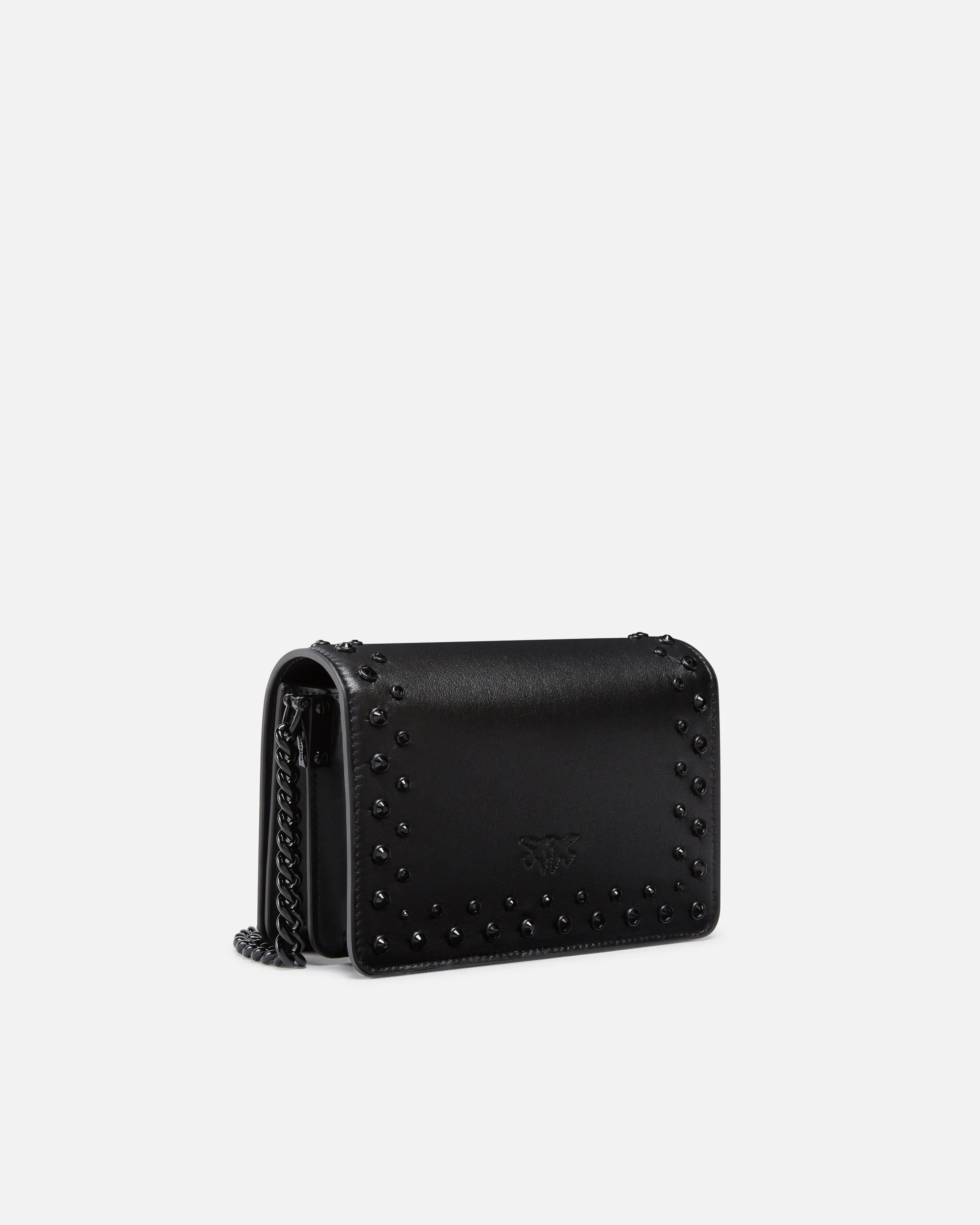  Piccola borsa a tracolla laminata Love Bag con strass    