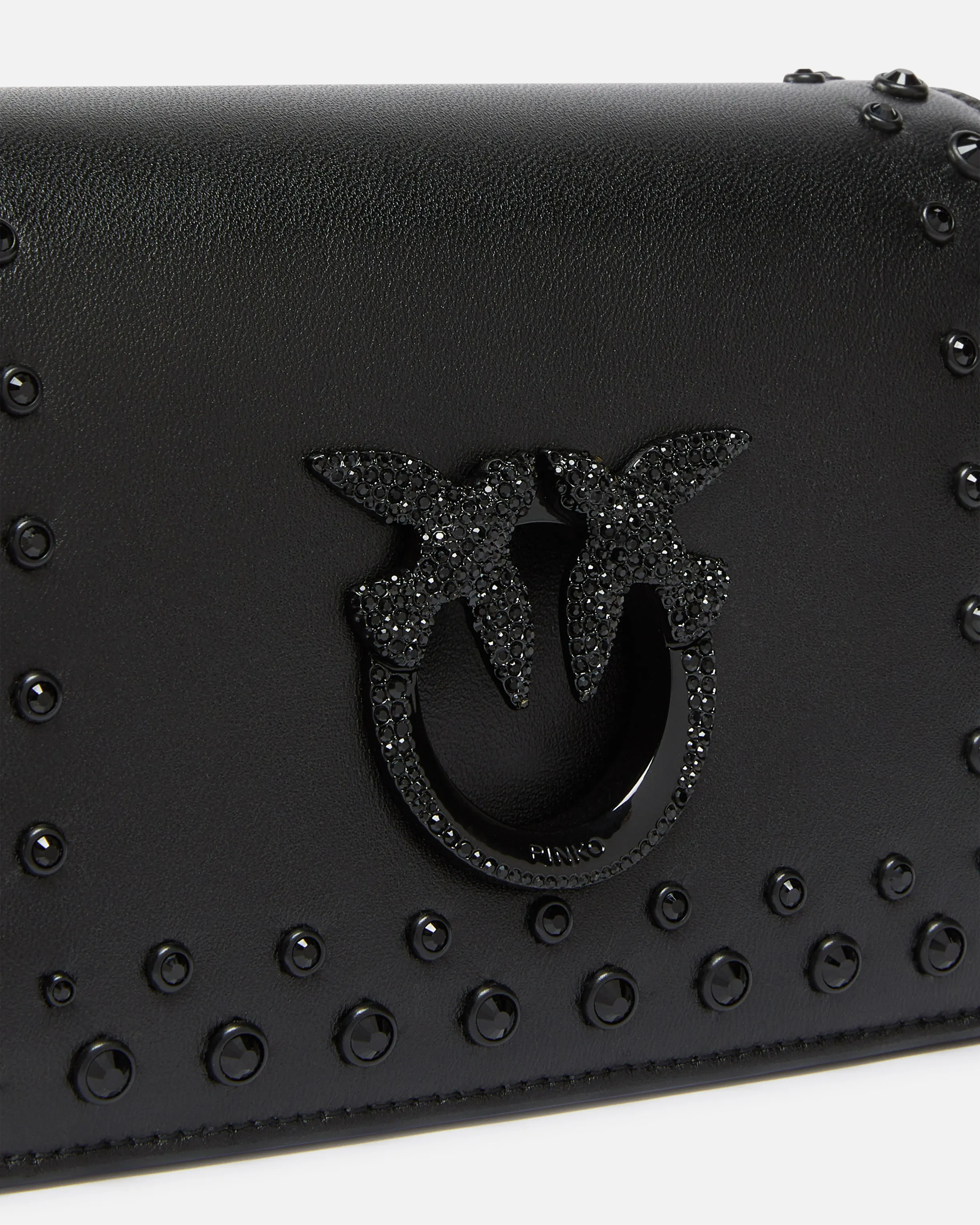  Piccola borsa a tracolla laminata Love Bag con strass    
