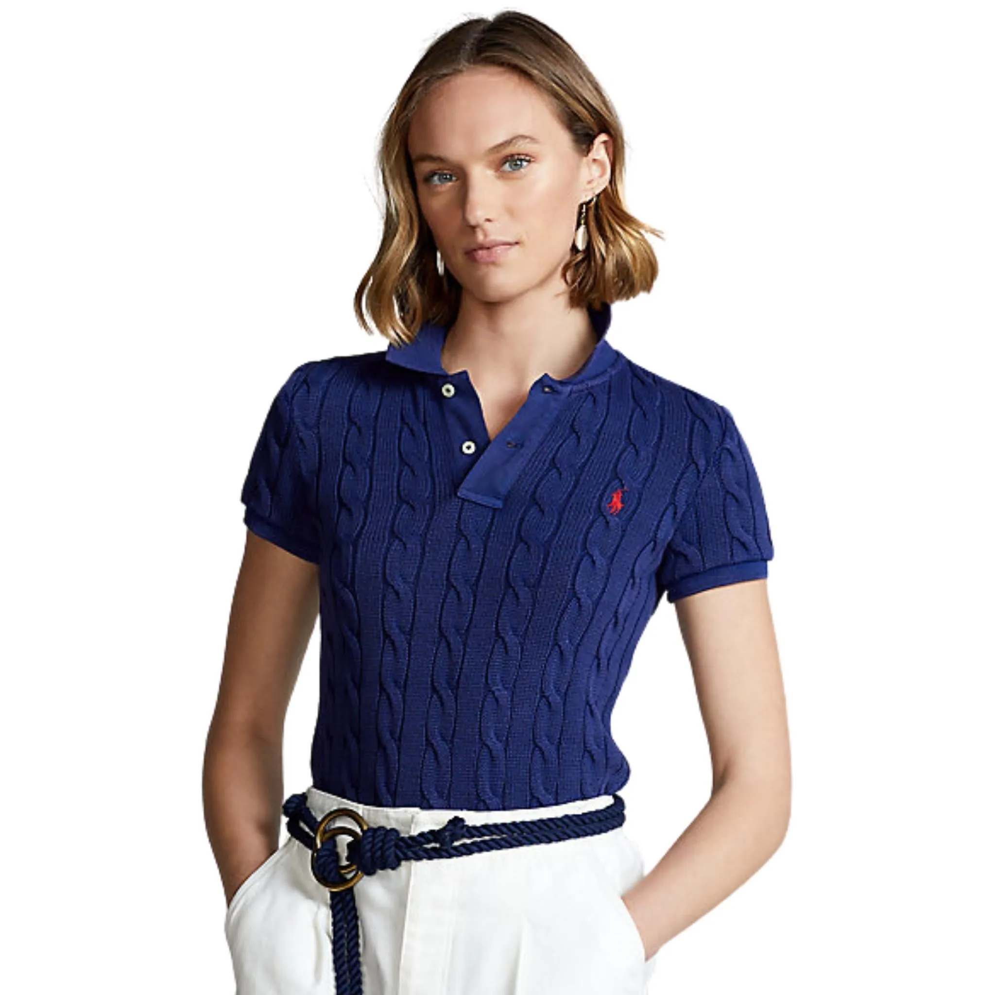 Polo Donna slim fit con lavorazione a trecce