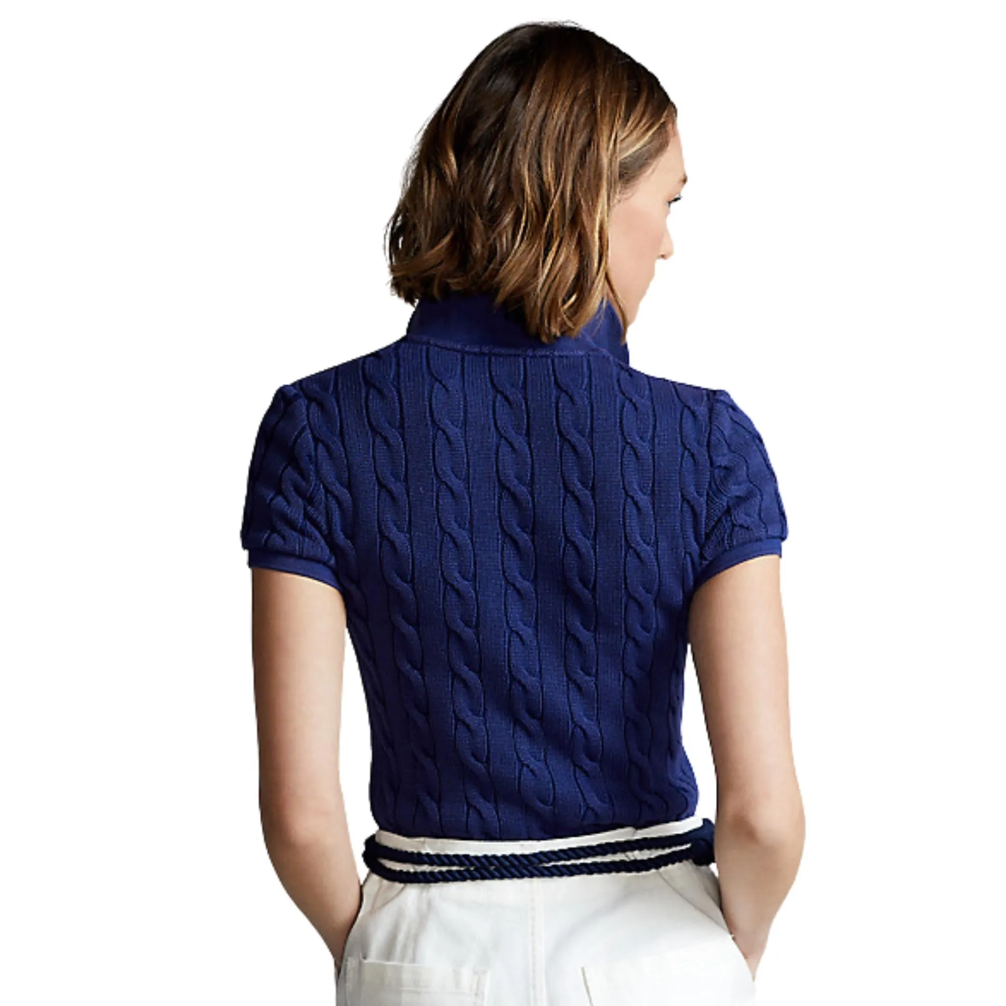 Polo Donna slim fit con lavorazione a trecce