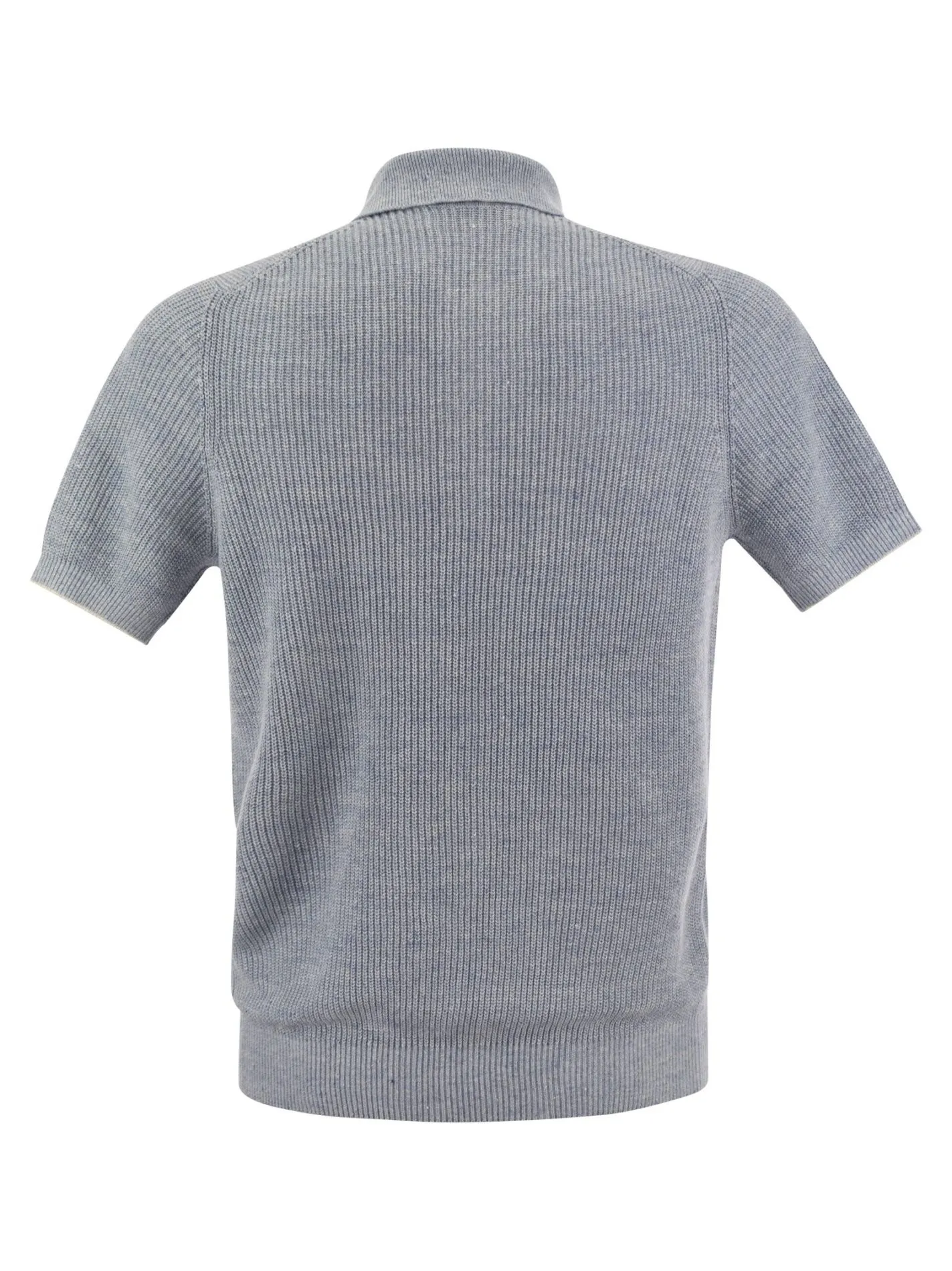Polo in maglia di lino e cotone mezza costa inglese con dettaglio in contrasto
