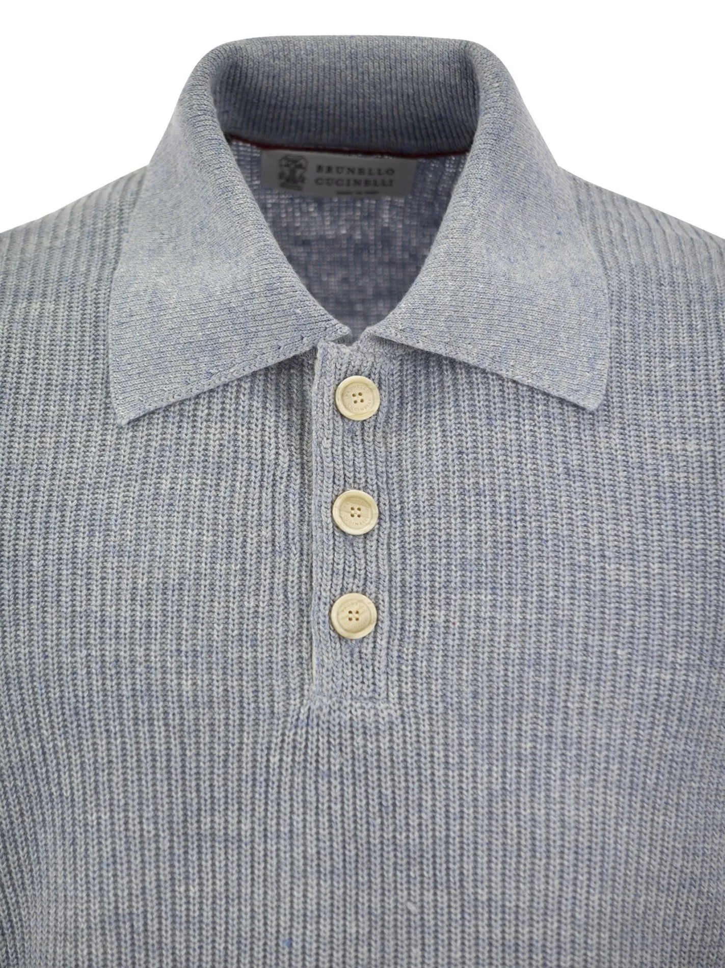 Polo in maglia di lino e cotone mezza costa inglese con dettaglio in contrasto