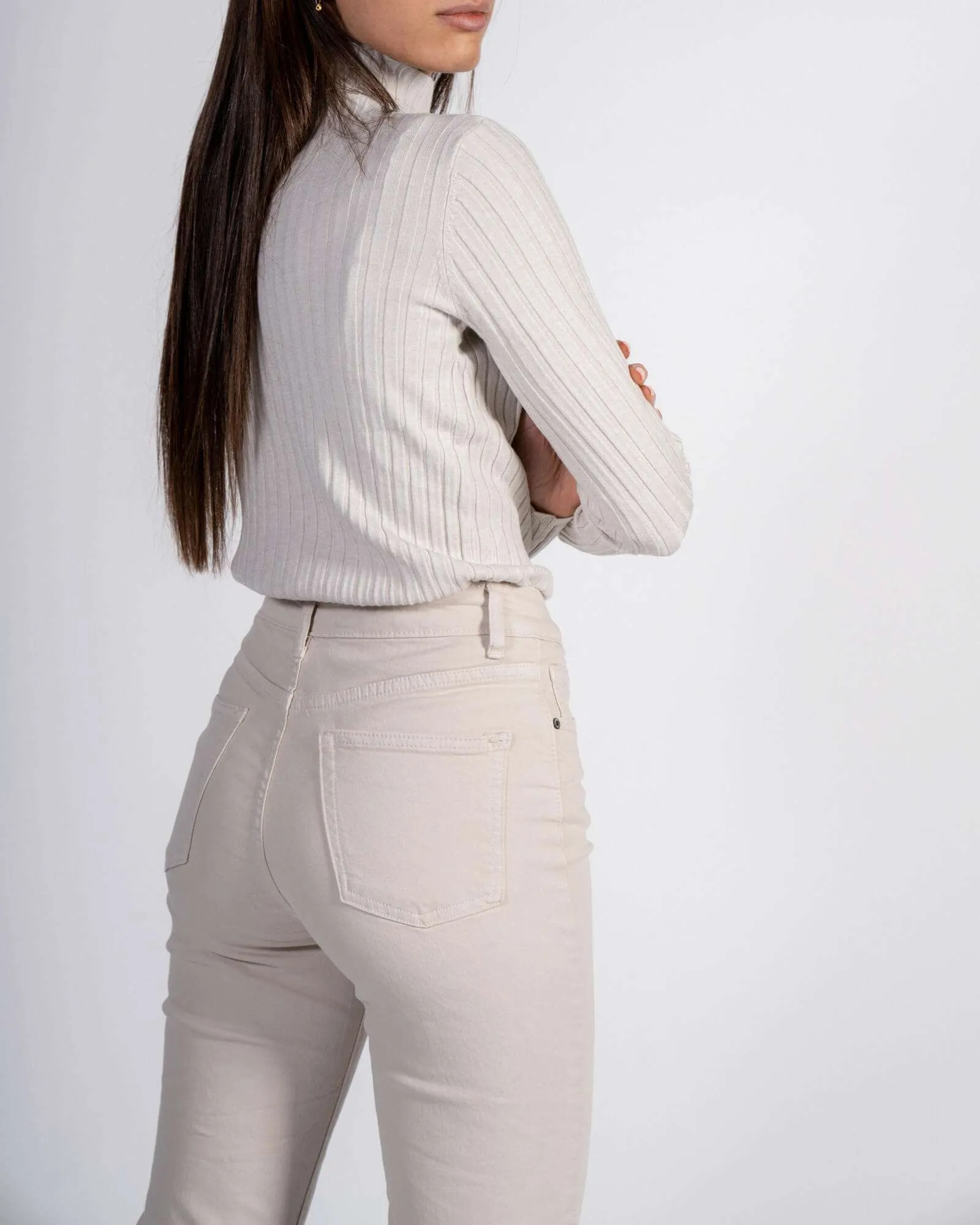 Pullover a coste basico - beige