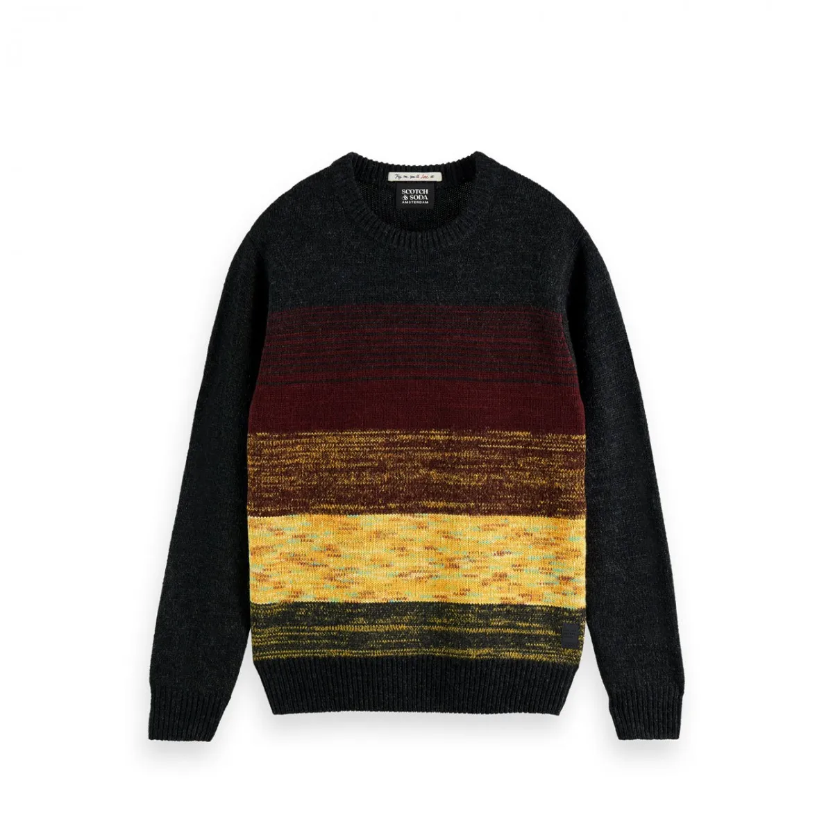Pullover Girocollo Sfumato A Contrasto, Nero
