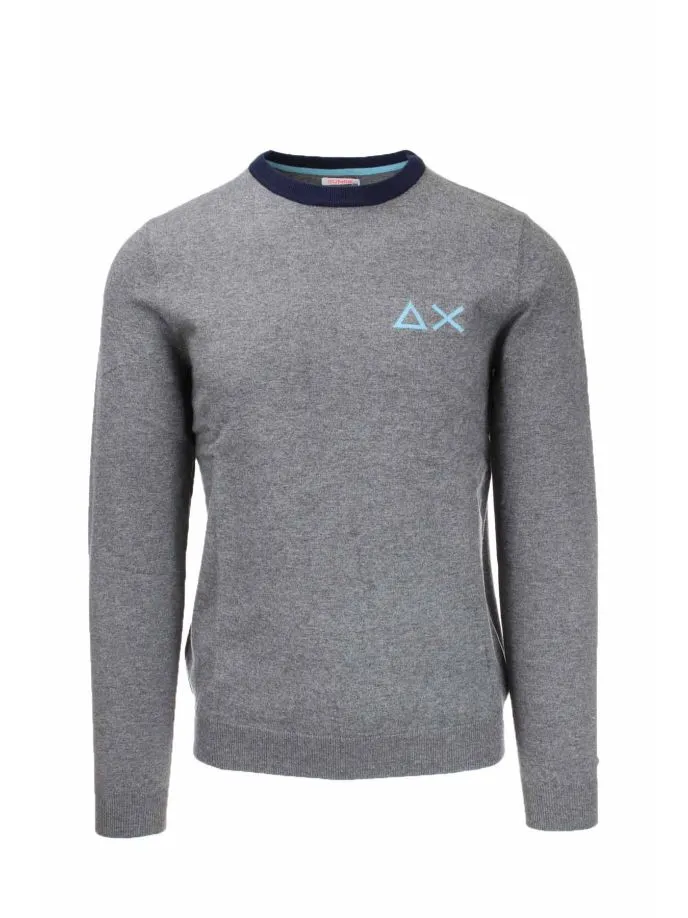 Pullover girocollo unito collo in contrasto
