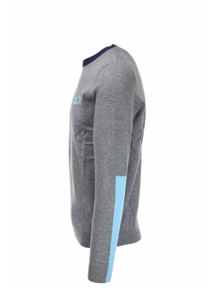 Pullover girocollo unito collo in contrasto
