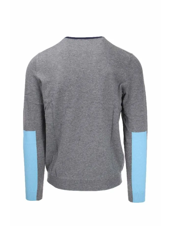 Pullover girocollo unito collo in contrasto