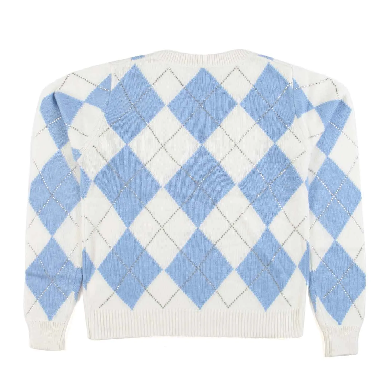 Pullover Panna E Celeste A Rombi