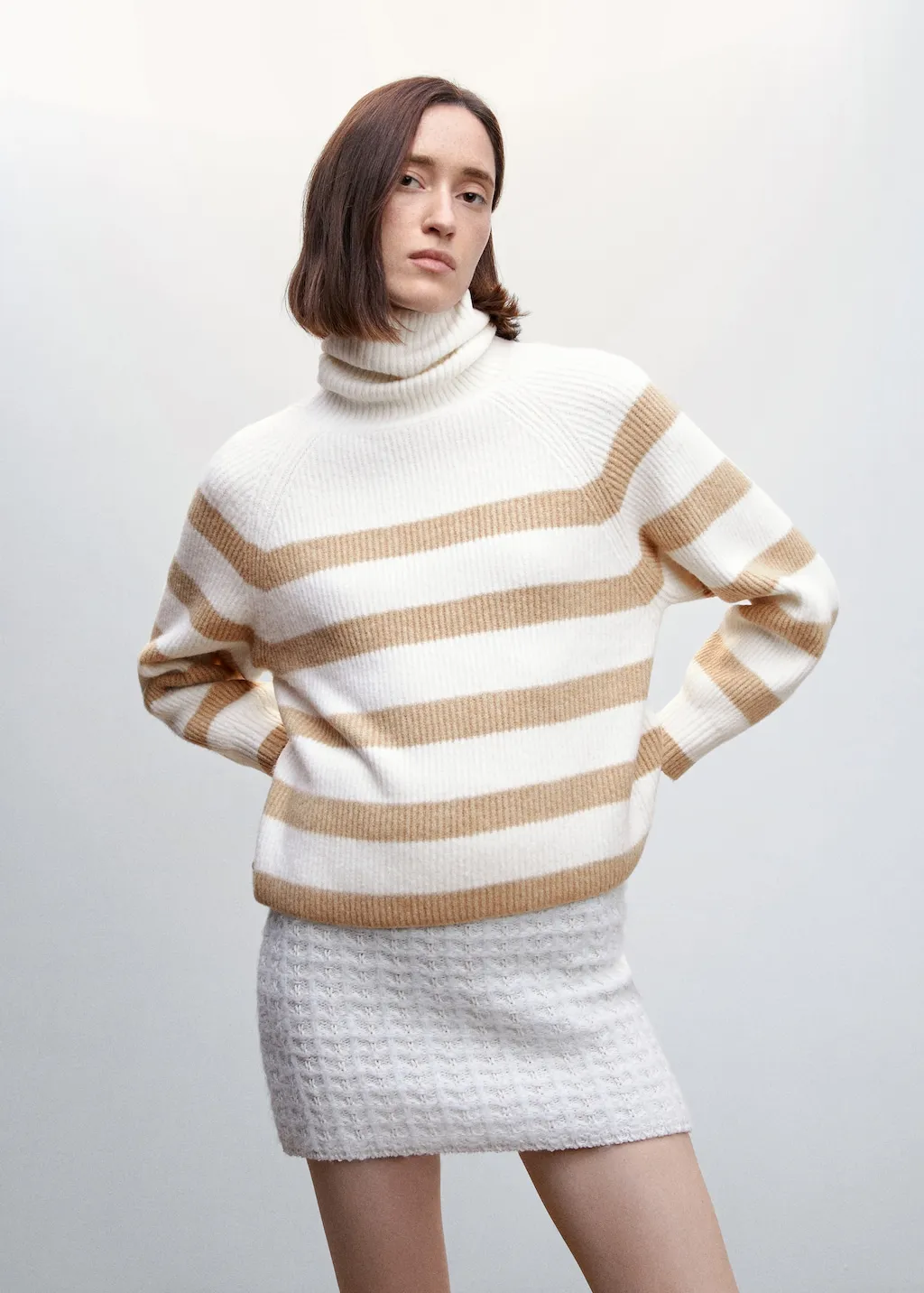Pullover righe collo con risvolto