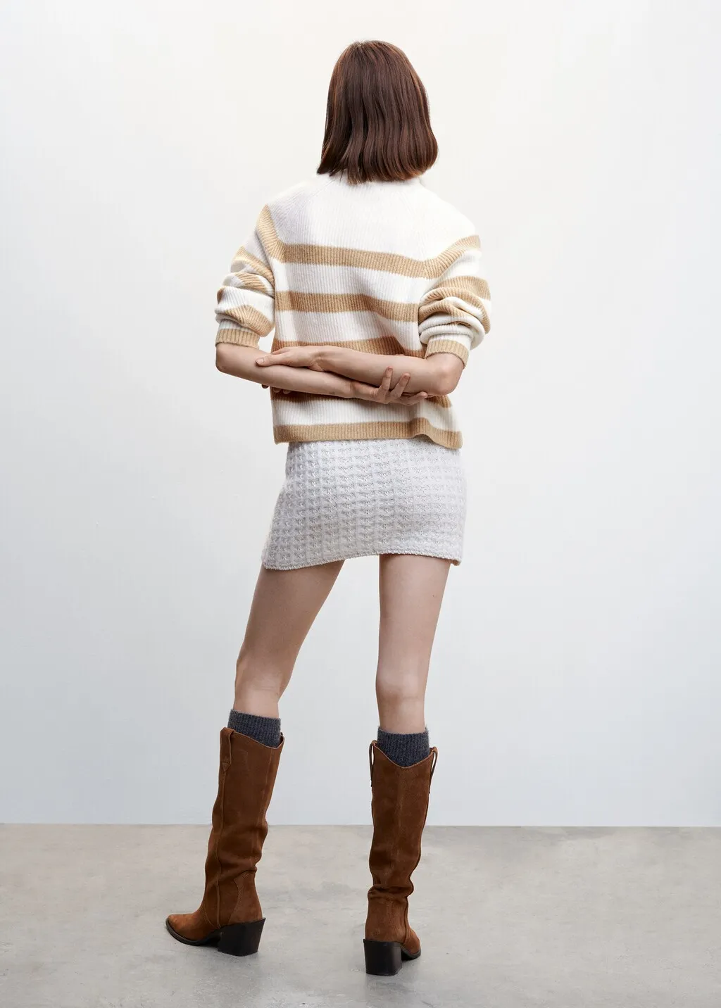 Pullover righe collo con risvolto