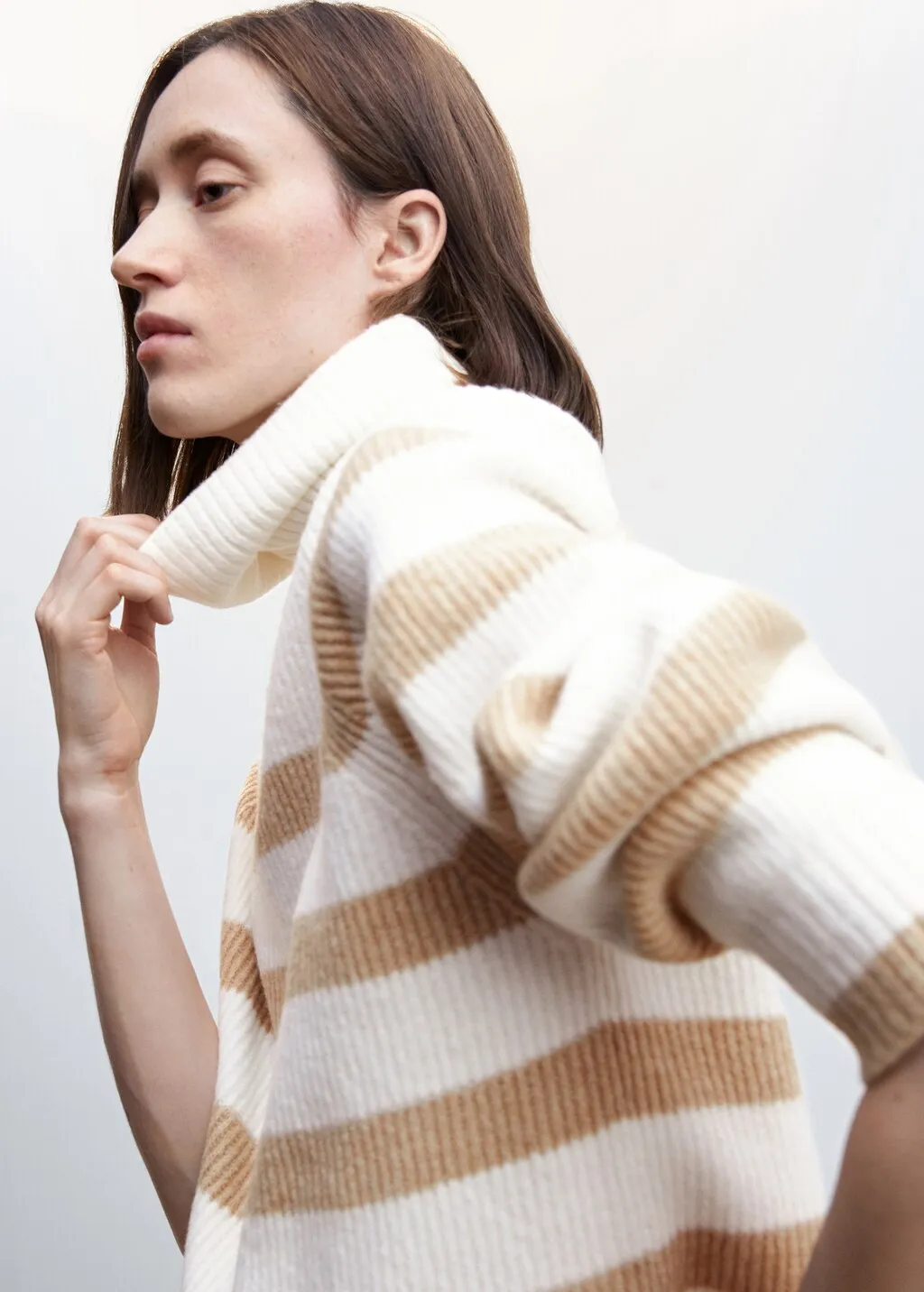 Pullover righe collo con risvolto